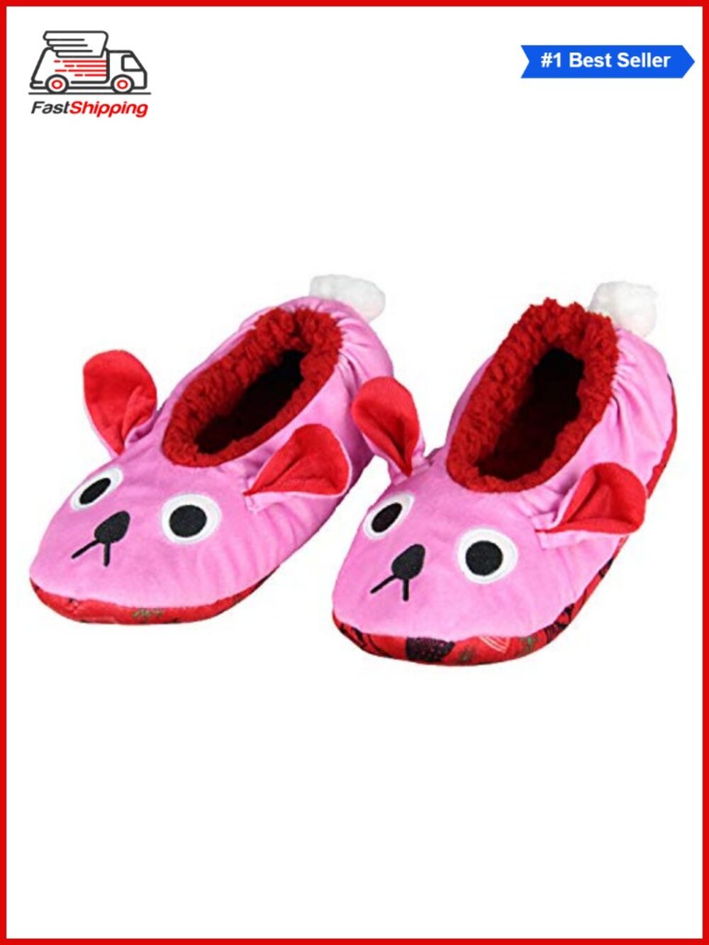 🎅 A Christmas Story Pink Bunny Slippers No-Slip Sole Women Men